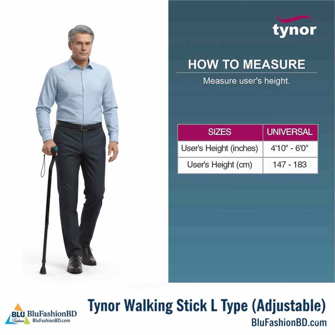 Tynor Walking Stick L Type (Adjustable)