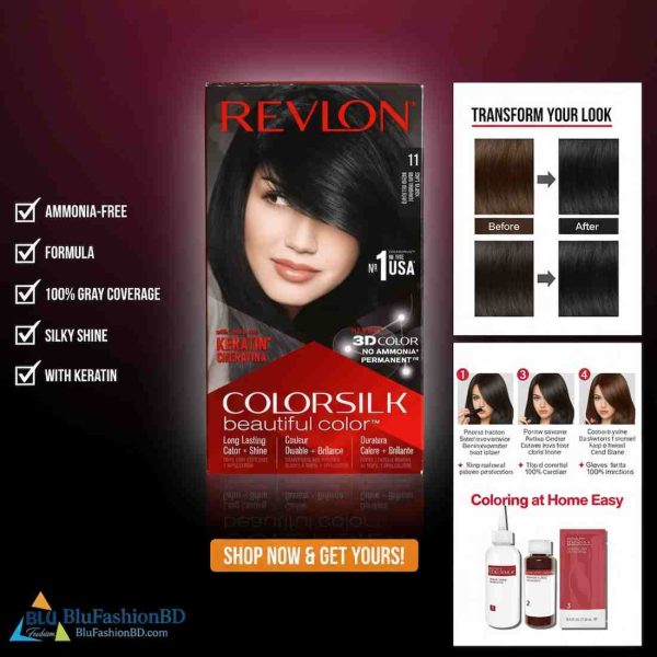 Color11 Revlon Colorsilk Beautiful Hair Color-11 Soft Black | Blu Fashion