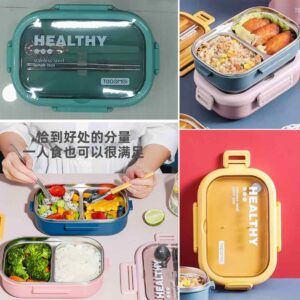 TEDEMEI 6717 2-Partition Lunch Box with Spoon and Chopsticks